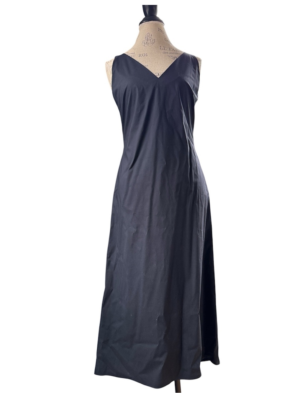 Emanuel Ungaro‎ stretch black Cotton full skirt midi minimalist dress small